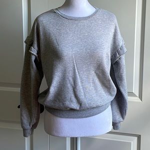 Dex Girls Gray Ruffle Long Sleeve Sweatshirt Size XL EUC